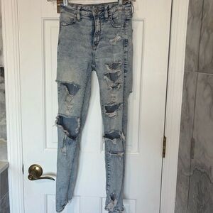 Next Level Stretch American Eagle Light Wash Ripped Jeans